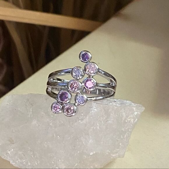 AAA Cubic Zirconia Multi Color Cocktail Ring Size 10 - Picture 7 of 8